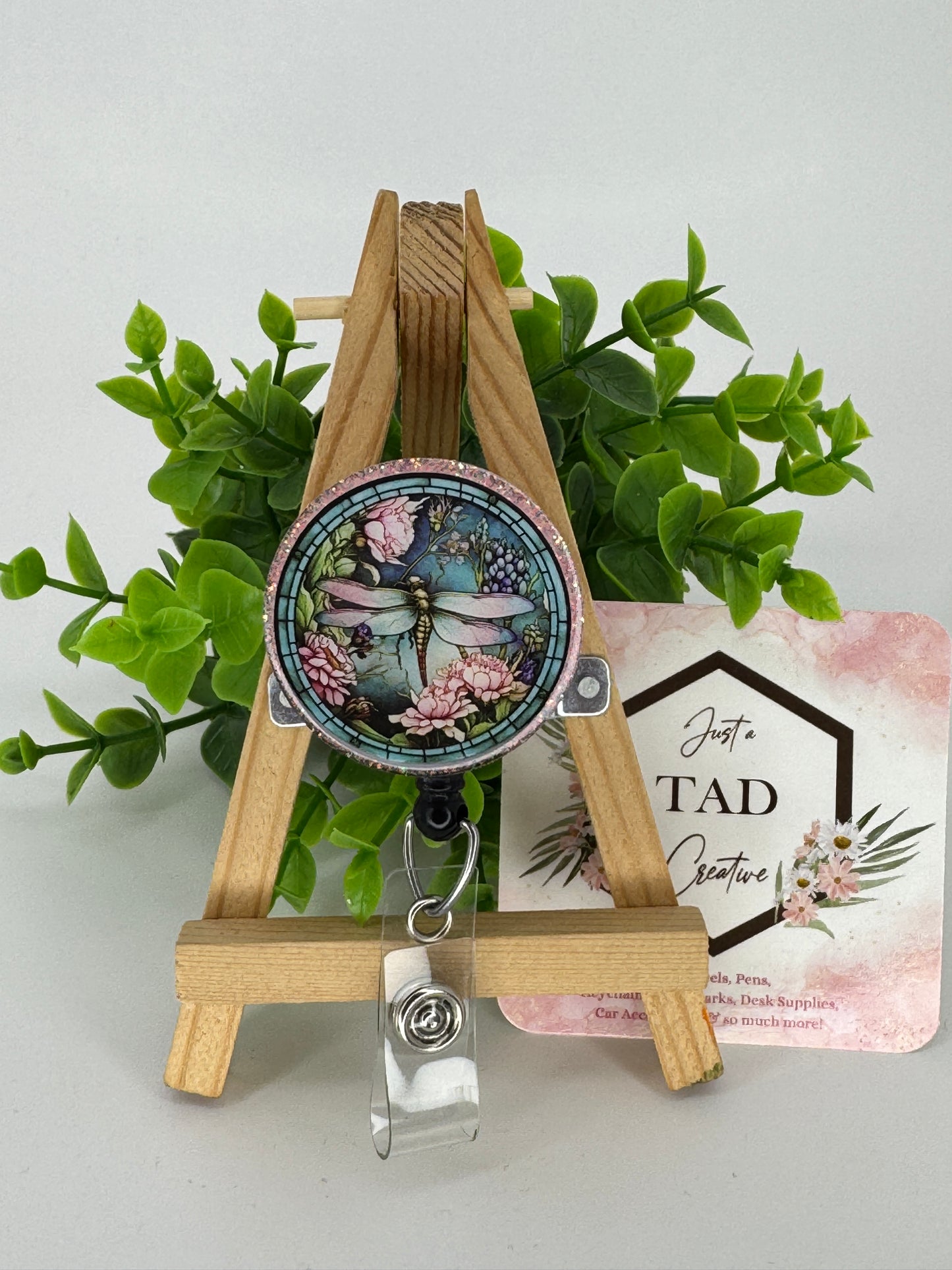 Dragonfly Stained Glass Interchangeable Badge Reel Topper