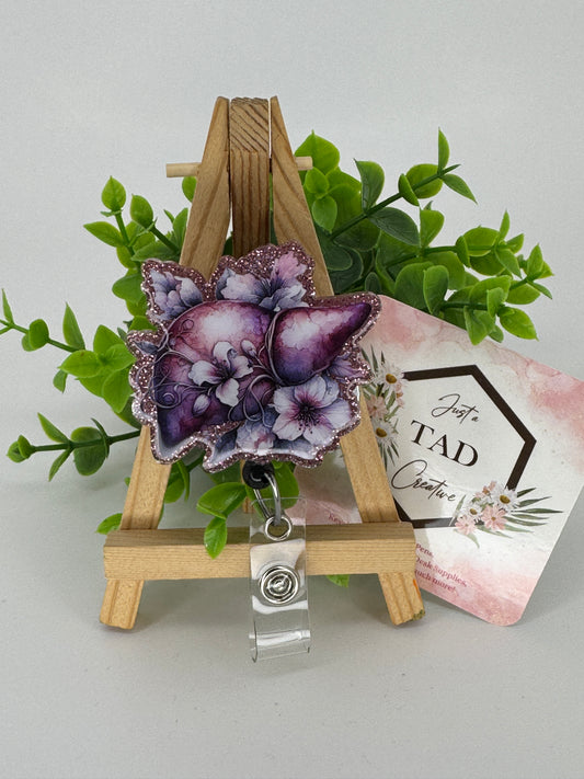 Floral Liver Interchangeable Badge Reel Topper