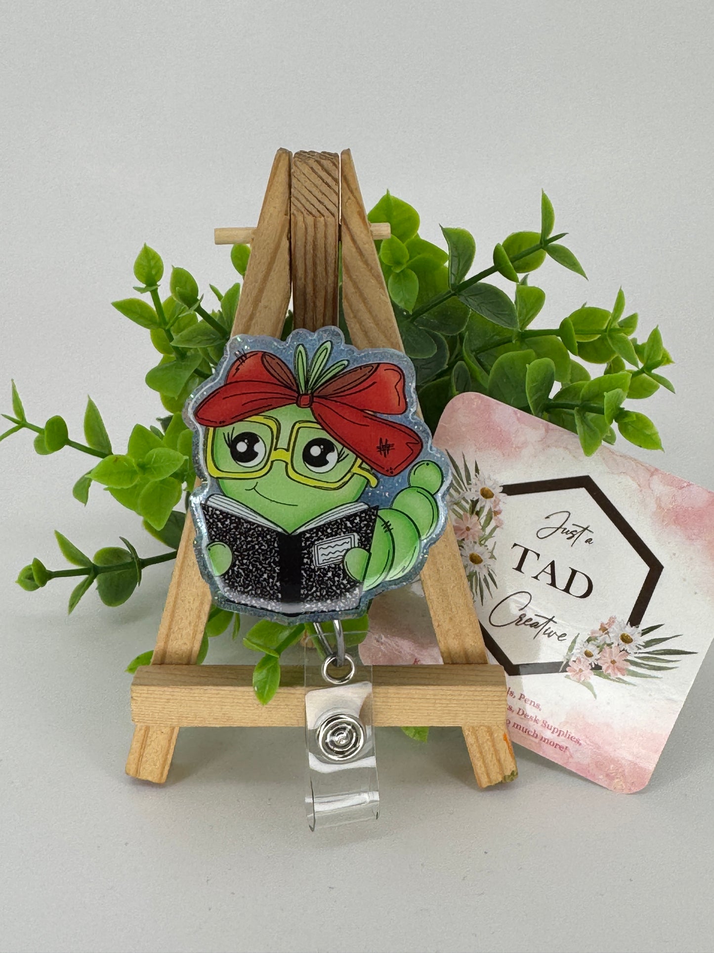 Book Worm Interchangeable Badge Reel Topper