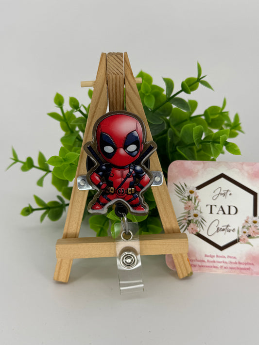 Super Hero Red DPOOL Character Interchangeable Badge Reel Topper