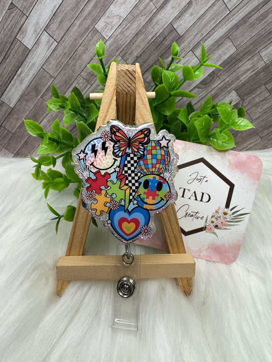Colorful Autism Awareness Interchangeable Badge Reel Topper