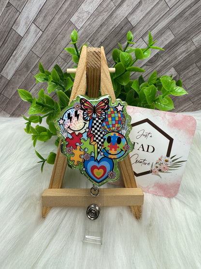 Colorful Autism Awareness Interchangeable Badge Reel Topper