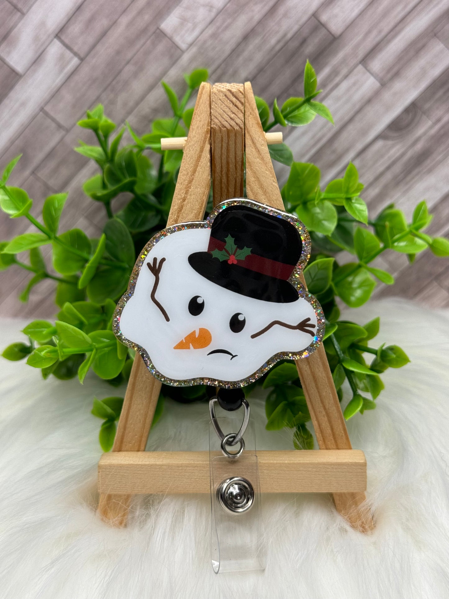 Melted Snowman Interchangeable Badge Topper