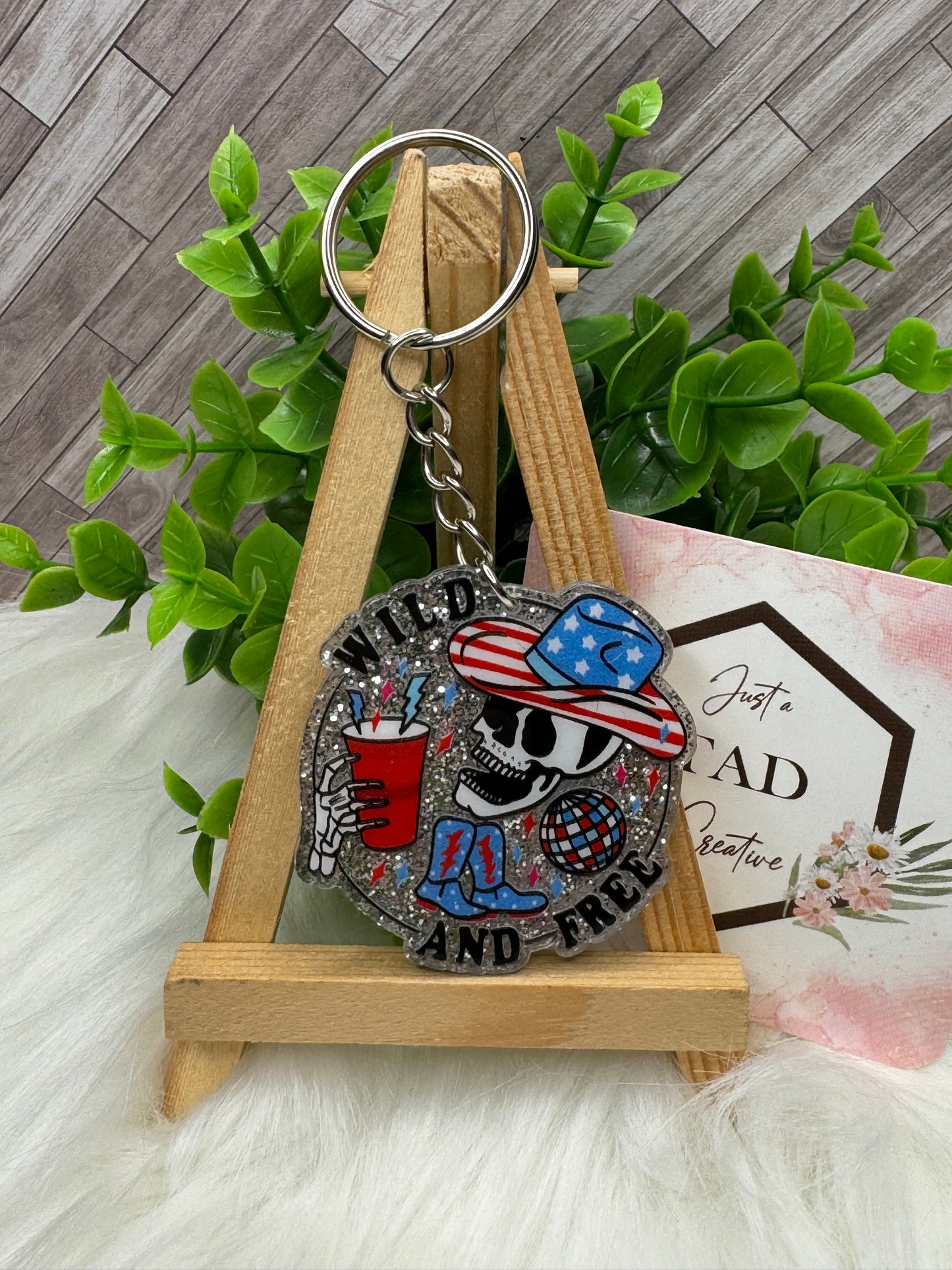 Wild and Free Patriotic Keychain / Bag Tag