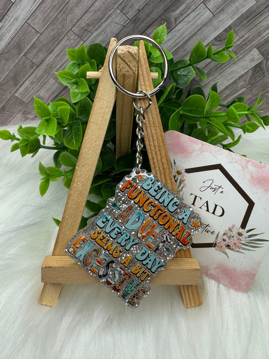 Functional Adult Glittered Keychain / Bag Tag