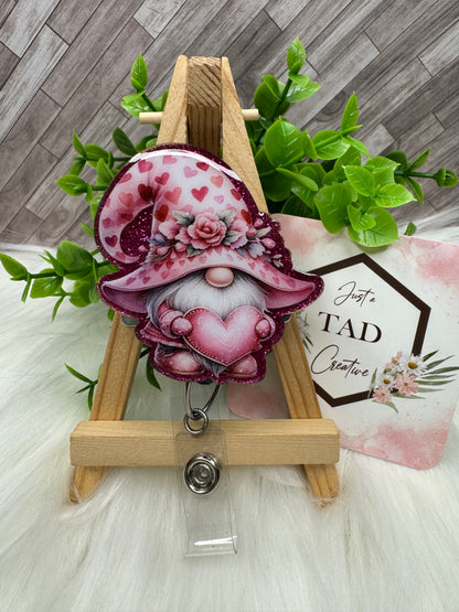 Heart Gnome Interchangeable Badge Reel Topper