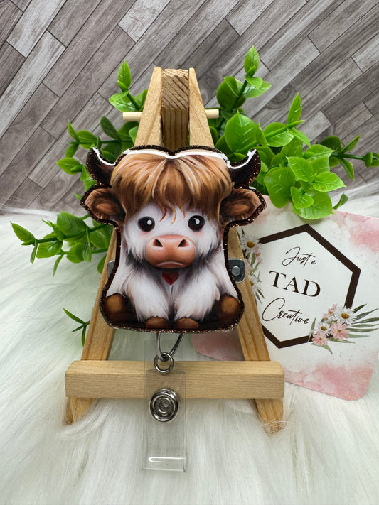 Highland Cow Interchangeable Badge Reel Topper