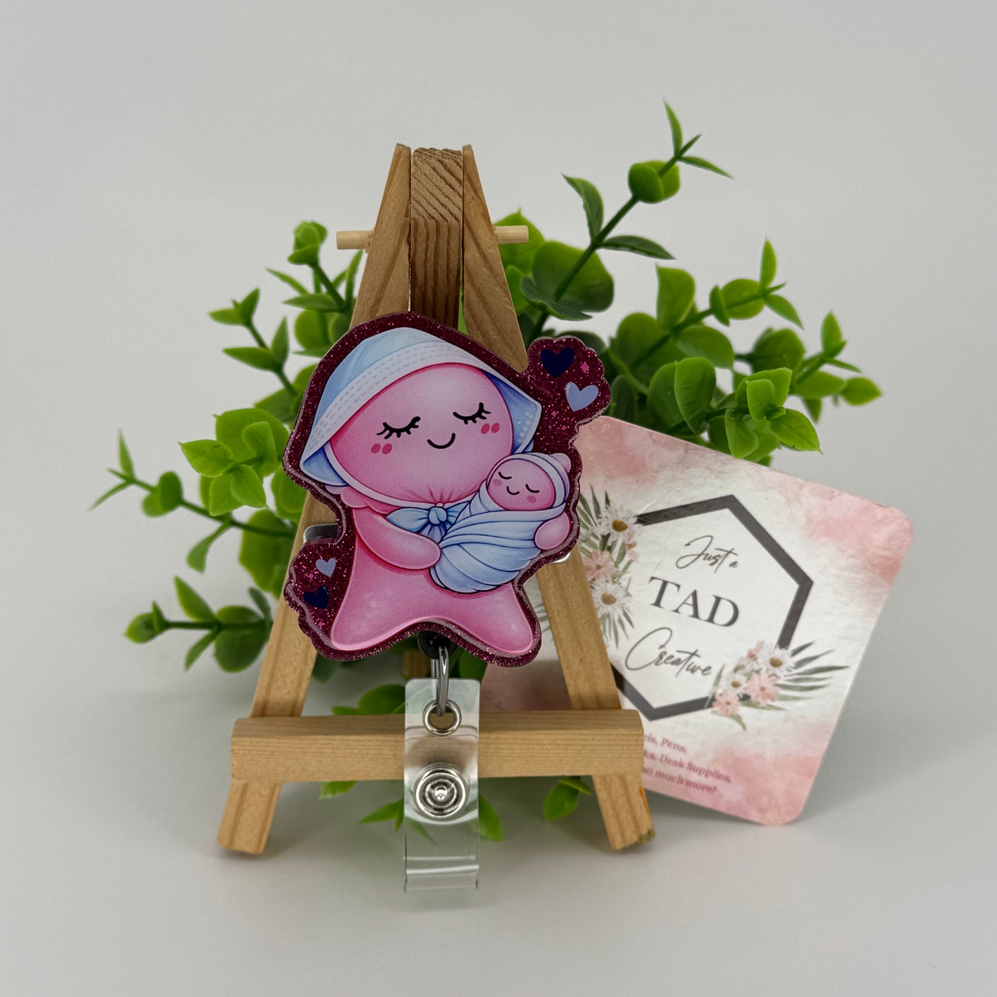 Glove Doll NICU Pink Interchangeable Badge Reel Topper