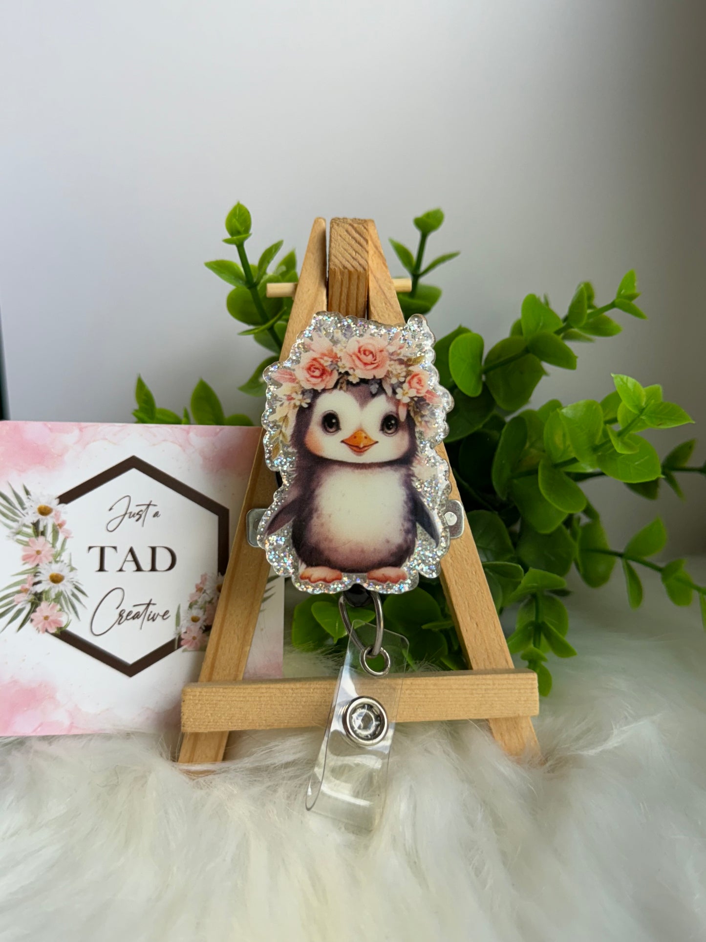 Floral Penguin Interchangeable Badge Topper