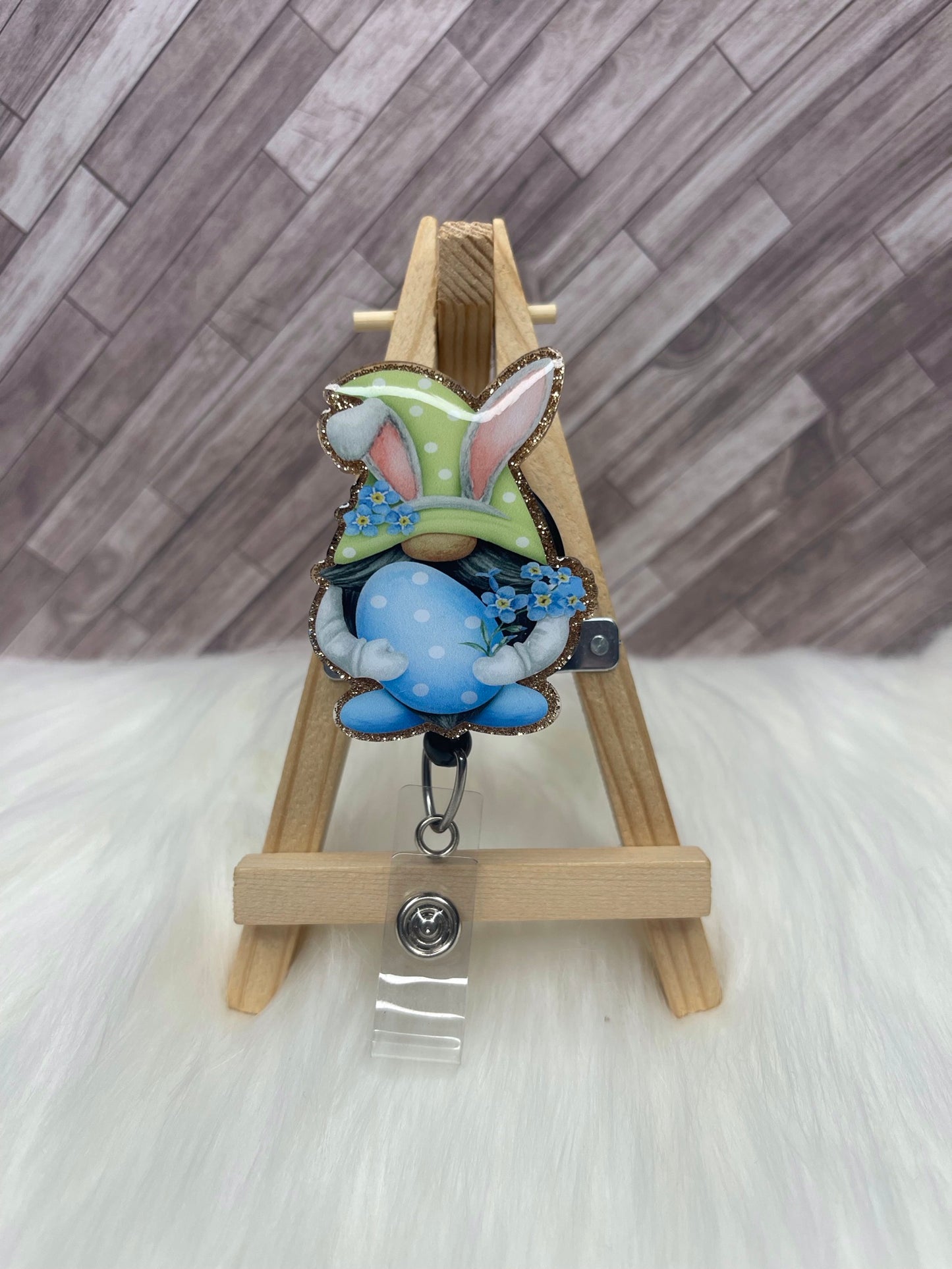 Easter Gnome with Dark Beard Interchangeable Badge Reel Topper