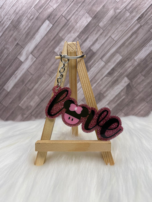 Mouse LOVE Glittered Keychain / Bag Tag
