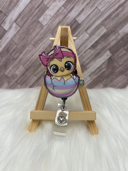 Chick in an Egg Interchangeable Badge Reel Topper