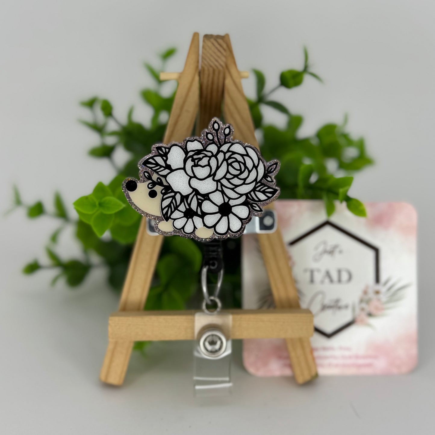 Floral Hedgehog Interchangeable Badge Topper