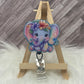 Colorful Elephant with Flowers Glittered Interchangeable Badge Reel Topper