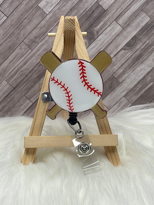 Baseball & Bats Glittered Interchangeable Badge Reel Topper
