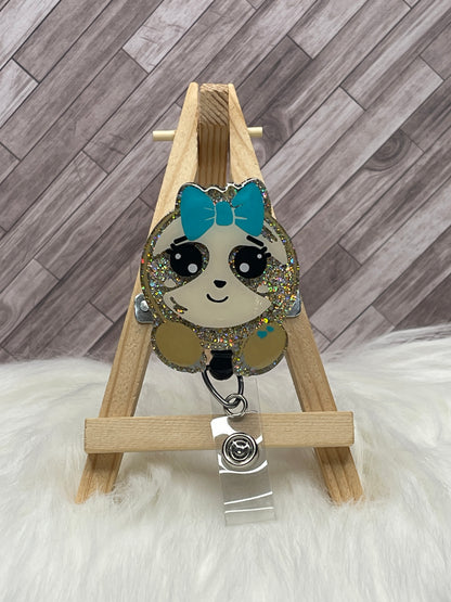 Girl Sloth with Bow Glittered Interchangeable Topper