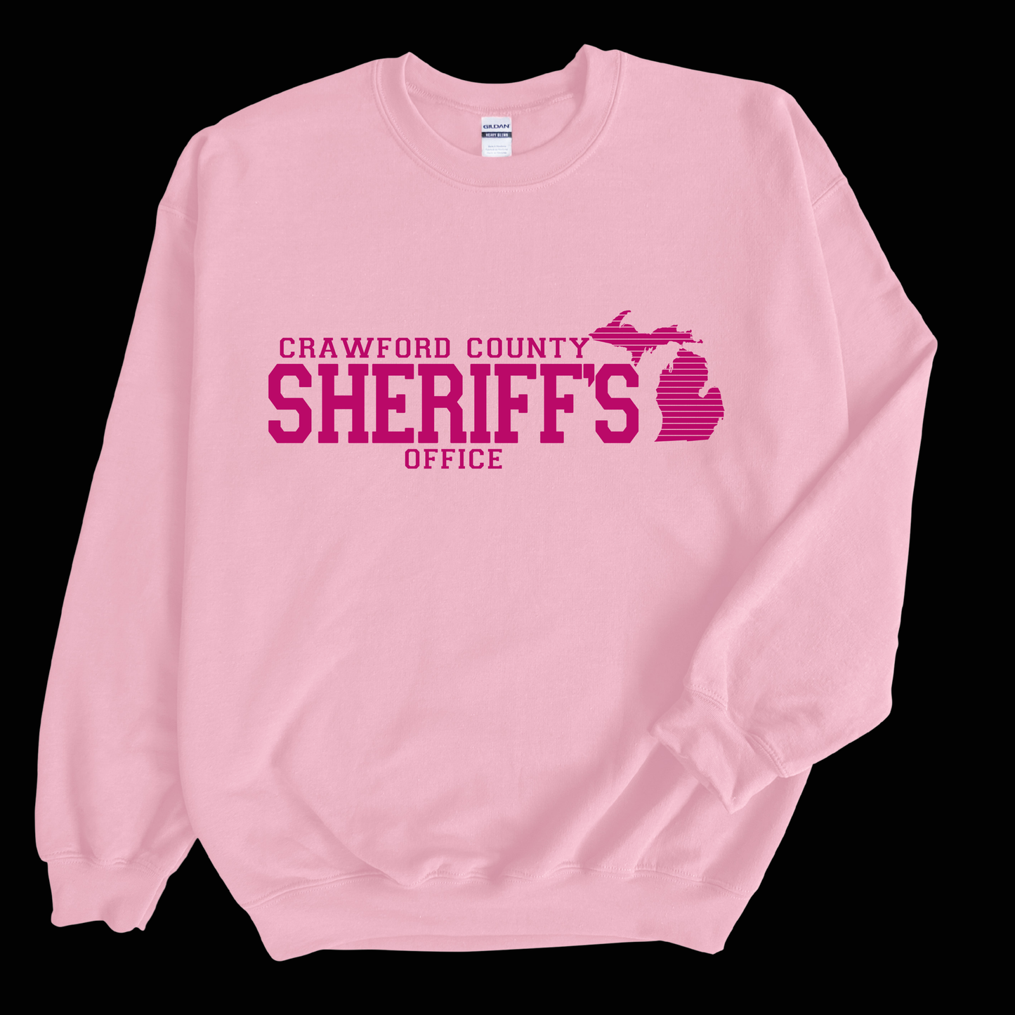Simple Design Pink Crawford County Adult Crewneck Sweatshirt
