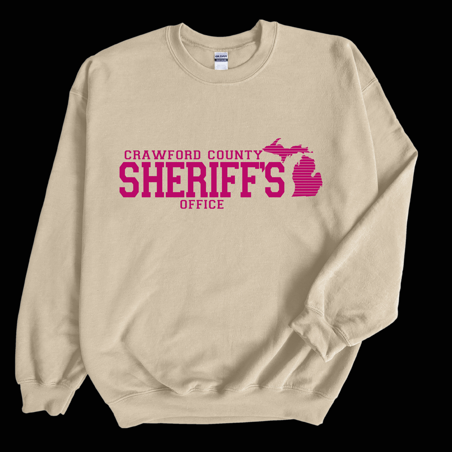 Simple Design Pink Crawford County Adult Crewneck Sweatshirt