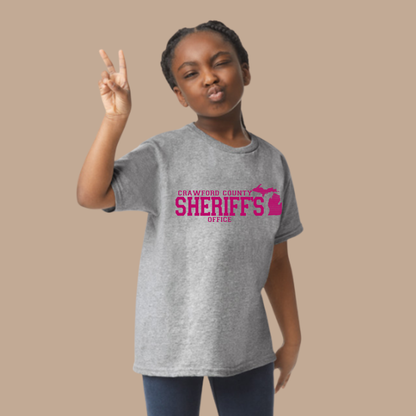Youth Pink Simple Design Crawford County T-shirt