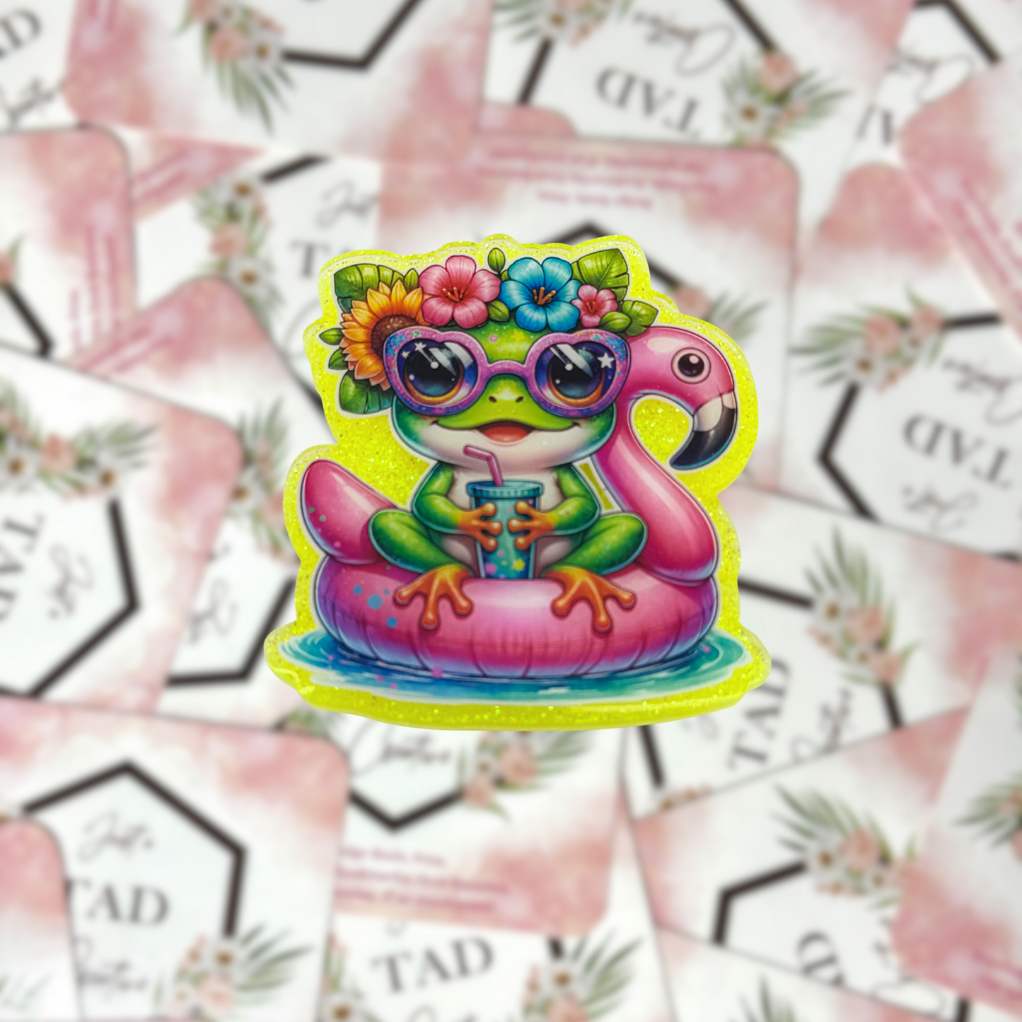 Frog in a Pool Float Interchangeable Badge Topper