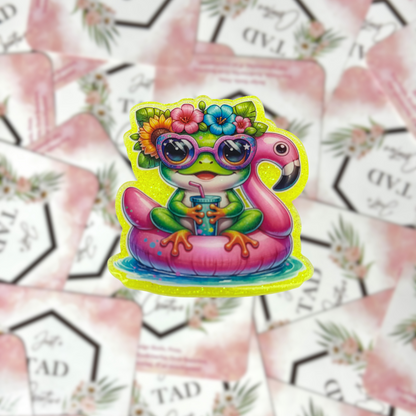 Frog in a Pool Float Interchangeable Badge Topper