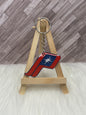 2" Slanted "P" Red White & Blue Glittered Keychain