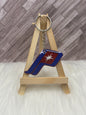 2" Slanted "P" Red White & Blue Glittered Keychain
