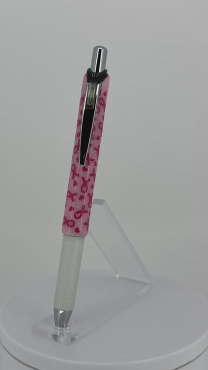 Hope & Sparkle Pink Awareness Ribbon Glitter Gel Pen with Clip
