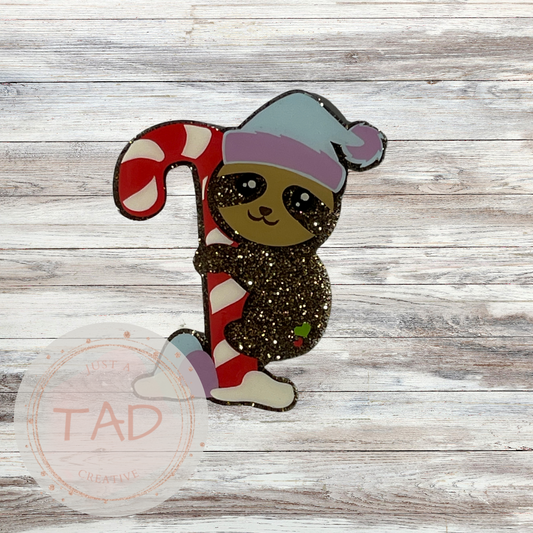 Sloth Holding a Candy Cane Interchangeable Topper