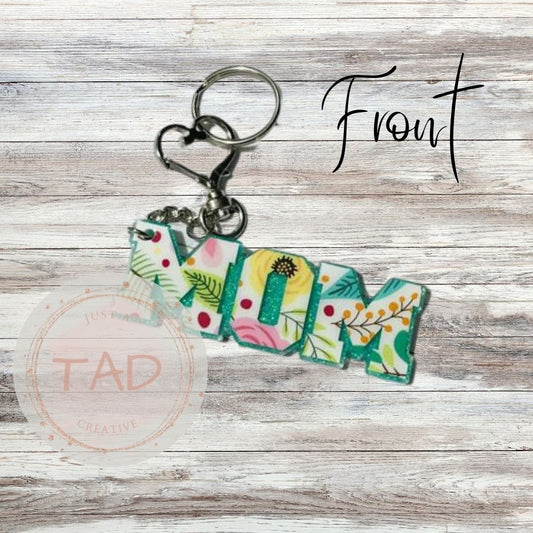 MOM 3" Glittered Keychain