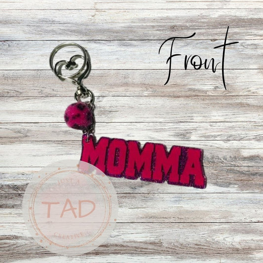 Momma 3" Glittered Keychain