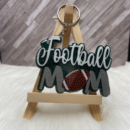 Football MOM 3" Glittered Keychain / Bag Tag