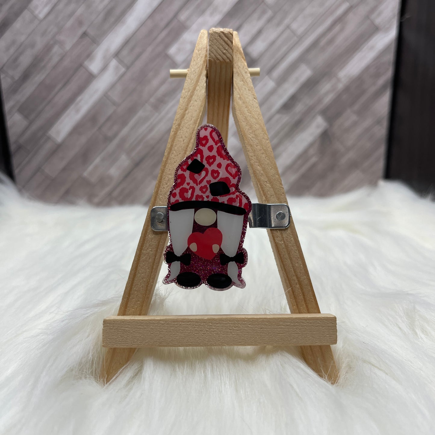 Girl Gnome Holding Heart Interchangeable Badge Reel Topper