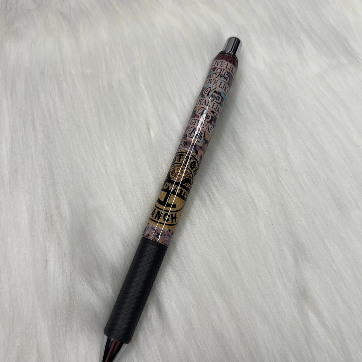 Yellowstone Print Wrapped Gel Pen with Grip & Clip